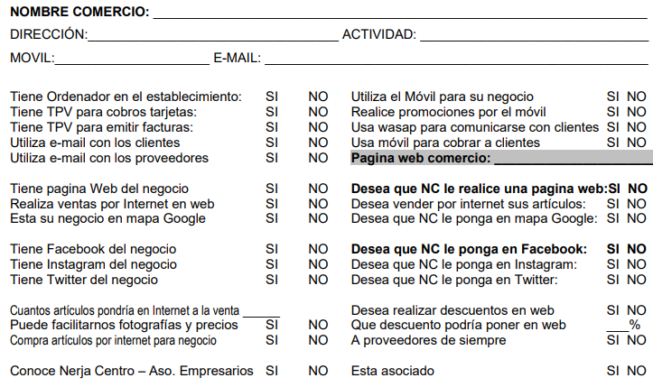 Encuesta sobre situación Tecnológica de nuestros comercios nerjeños